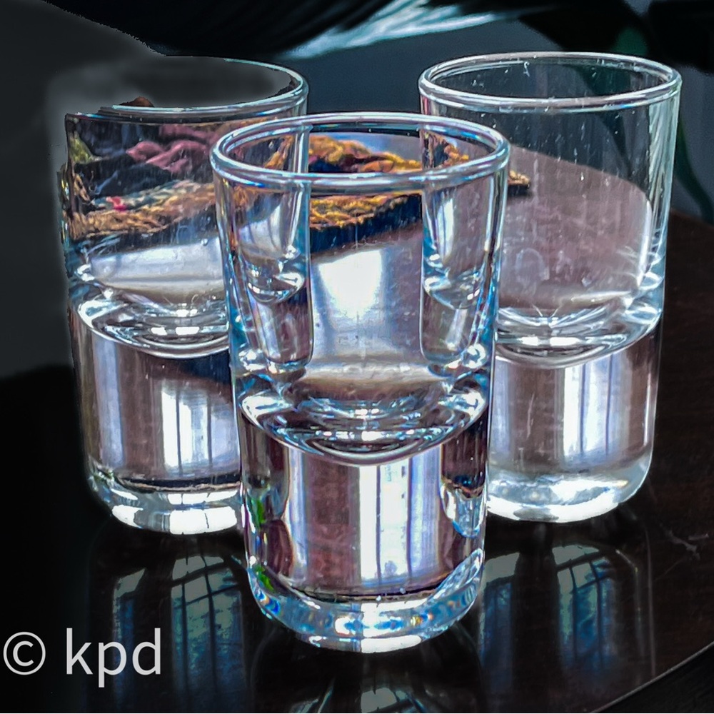 Unique Set of Three Shot Glasses for the vintage glassware collectors
